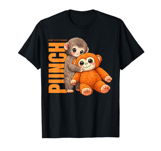Cute Baby's Love Mama Punch Monkey T-Shirt - T-Shirt | Black