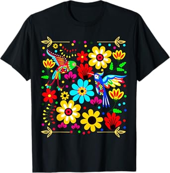 Floral Bird Otomi Mexican Style Mexicano Mexicana T-Shirt