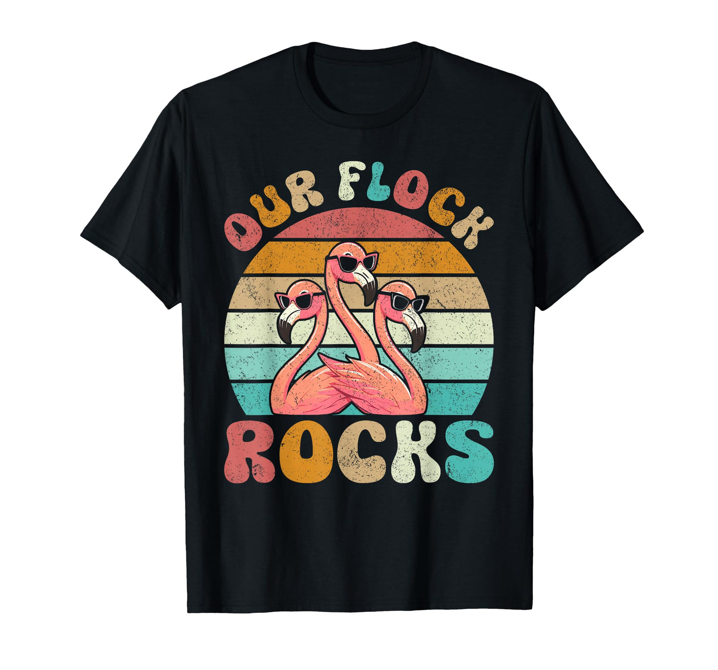 Our Flock Rocks Flamingo Matching Family Vacation T-Shirt