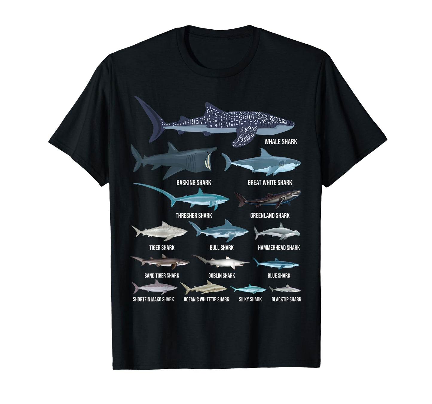 Types of Sharks Shark Identification Shark Species T-Shirt