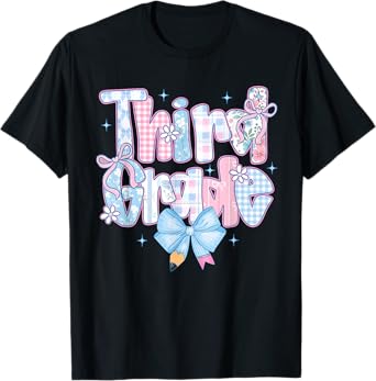 Preppy Bow Third Grade Back To School 3rd Grade Teacher Girl T-Shirt