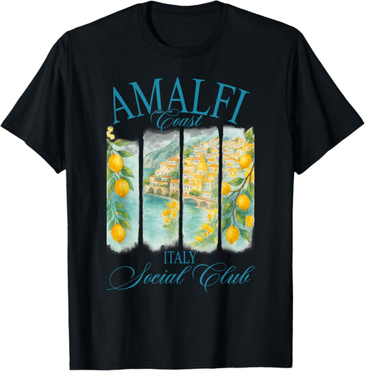 Amalfi Coast Italy Social Club Lemon Vintage Travel Vacation T-Shirt
