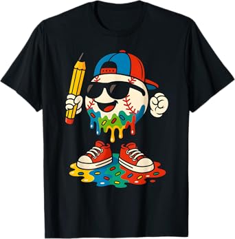 Baseball Drip Ice Cream First Day Back To School Boys T-Shirt