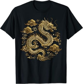 Asian Dragon Clouds Vintage Chinese Japanese Men Women Kids T-Shirt