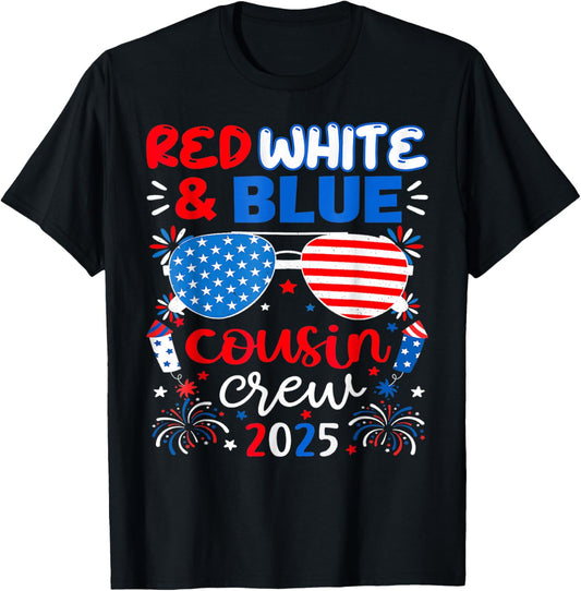Red White and Blue Cousin Crew 2025 4th of July America 2025 T-Shirt