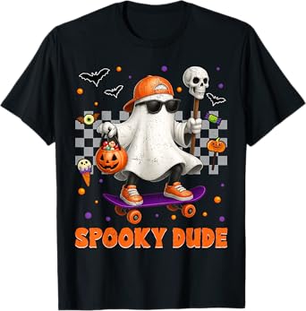 Spooky Dude Boo Ghost Halloween For Boys Kids Toddlers T-Shirt