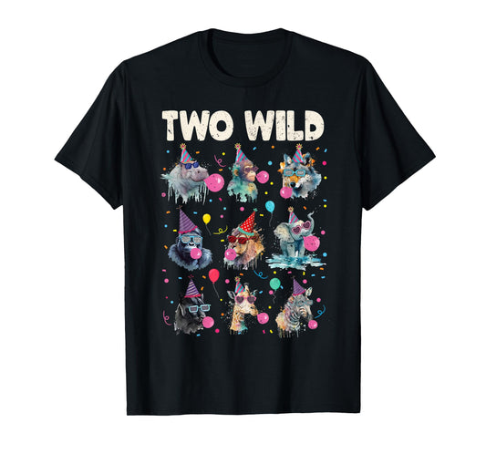 Birthday Animal Wildlife 2 Two Wild Bday Tee Zoo Lover Gifts T-Shirt