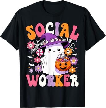 Halloween Social Worker Ghost Cute Social Worker Halloween T-Shirt