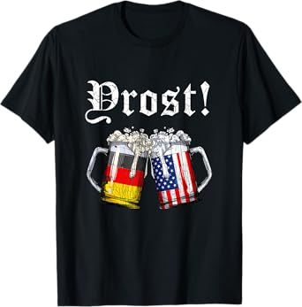 Prost Beer German American Flag Retro Oktoberfest Mug T-Shirt