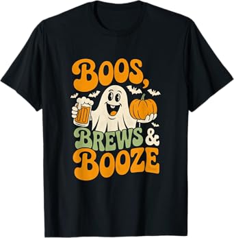 Boos Brews Booze Funny Halloween Beer Lover T-Shirt