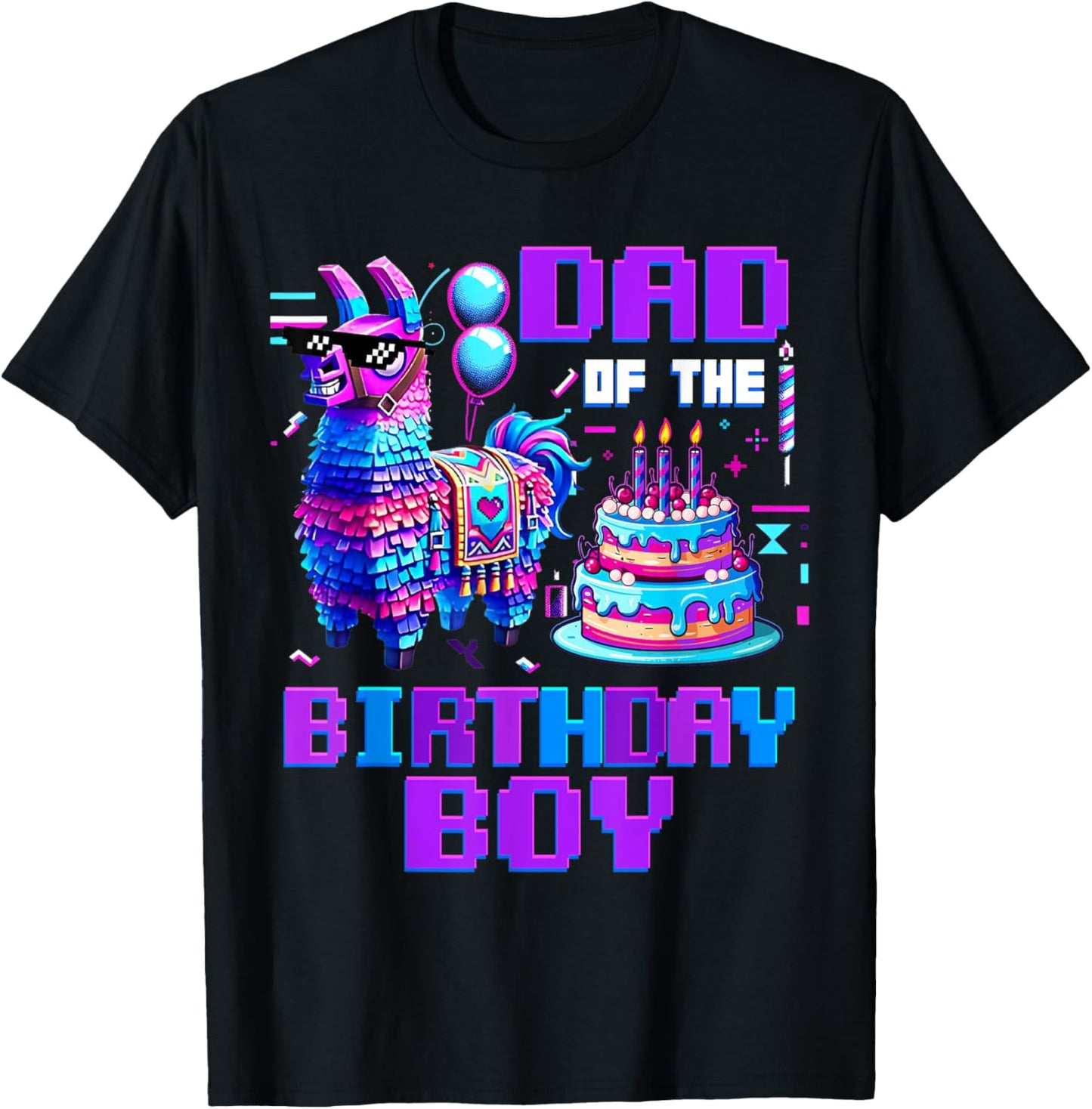 Dad Of The Birthday Boy Llama Pinata Family Matching Party T-Shirt