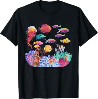 Ocean Scene - Watercolor Sea Life T-Shirt