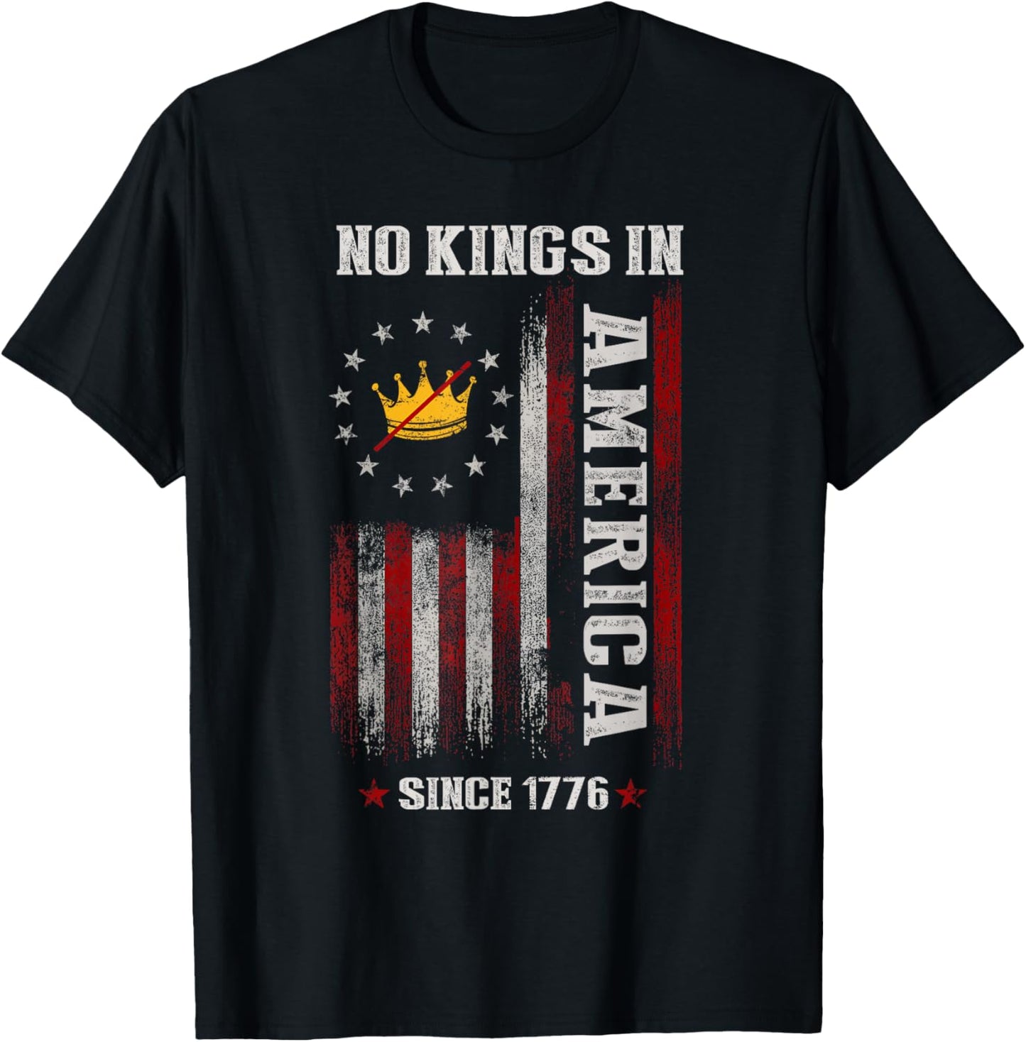 No Kings In America Flag Protest Sace Democracy T-Shirt
