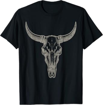 Cowgirl Cowboy Vintage Women Men Western Cow Skull Graphic T-Shirt