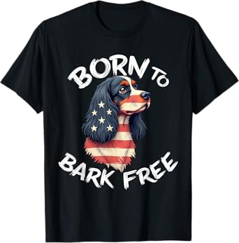 Funny Vintage Cavalier King Charles Spaniel American Flag T-Shirt