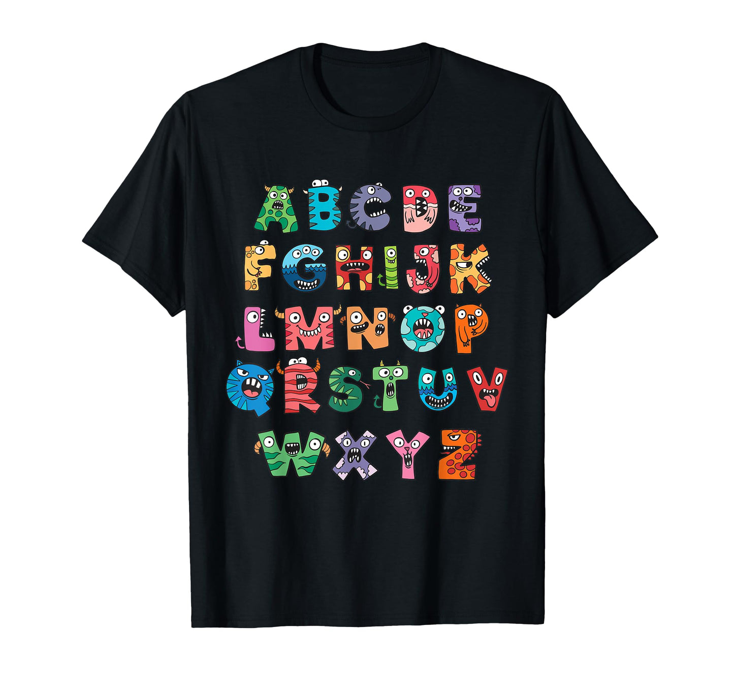 Monster Alphabet Fun Colorful Educational Kids T-Shirt