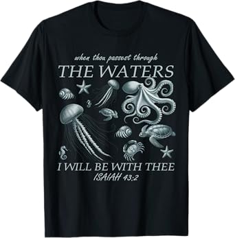 Catholic Jesus Bible Verse Tee Ocean Animals See Life Faith T-Shirt