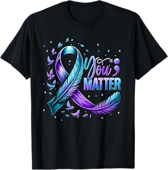 You Matter Ribbon Butterfly Suicide Awareness Women Men T-Shirt
