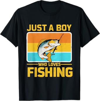 Just A Boy Who Loves Fishing Funny Bass Fish Fisherman T-Shirt