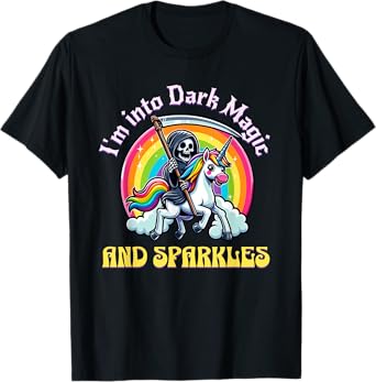 Dark Magic and Sparkles, Grim Reaper, Unicorn and Rainbow T-Shirt