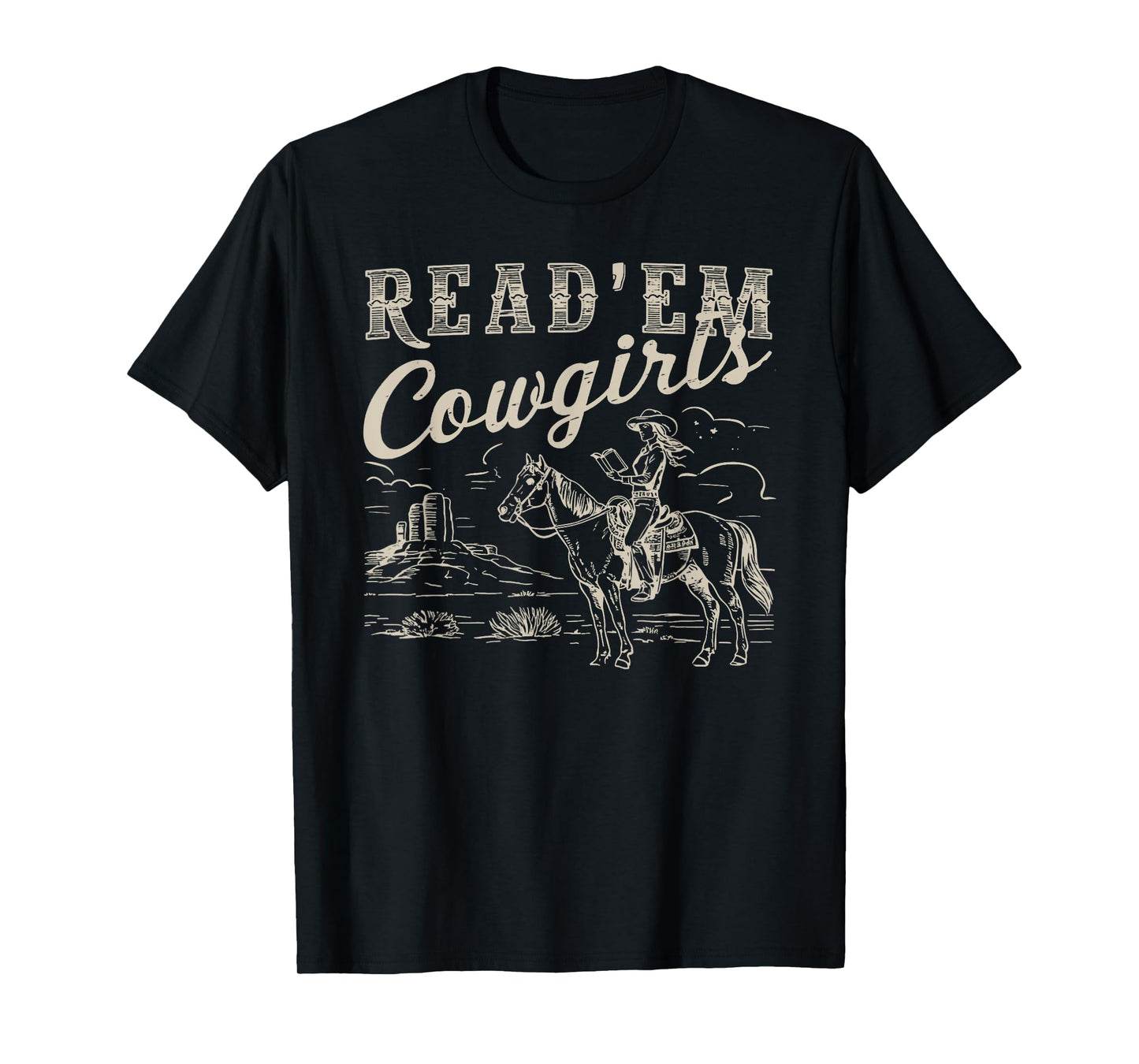 Read 'em Cowgirl Cute Western Cowgirl Texas Bookish Bookworm T-Shirt