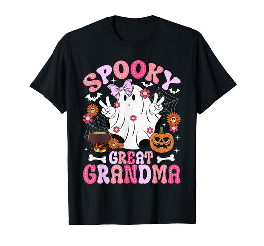 Spooky Great Grandma Halloween Great Grandmother Groovy T-Shirt