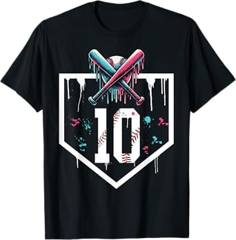 Baseball 10th Birthday Home Plate Boy Youth Ten 10 Year Old T-Shirt
