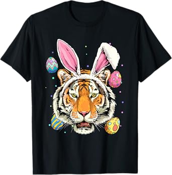 Easter Bunny Tiger Shirt Easter Egg Animal Face Tiger Lover T-Shirt