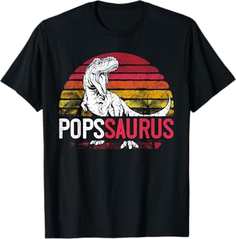 Pops Saurus Father's Day Popssaurus T Rex Dinosaur Grandpa T-Shirt