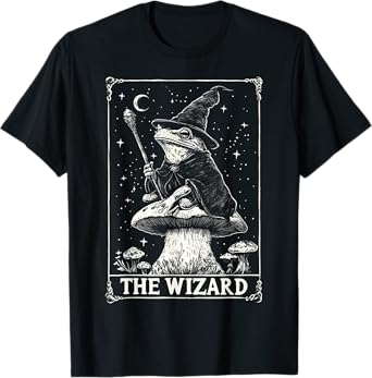 Vintage Cottagecore The Wizard Frog Tarot Card Dark Academia T-Shirt