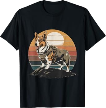 Tactical Corgi Dog Retro Vintage 70s 80s Style Funny Corgi T-Shirt