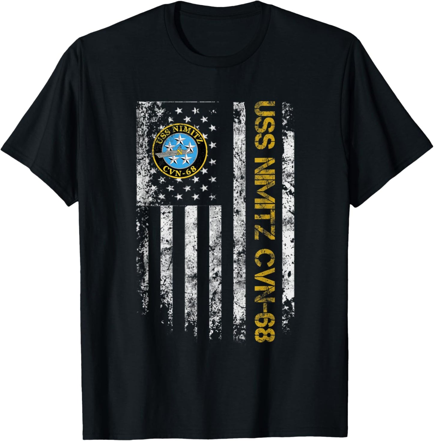 USS Nimitz CVN-68 Aircraft Carrier Veteran Flag Veterans Day T-Shirt