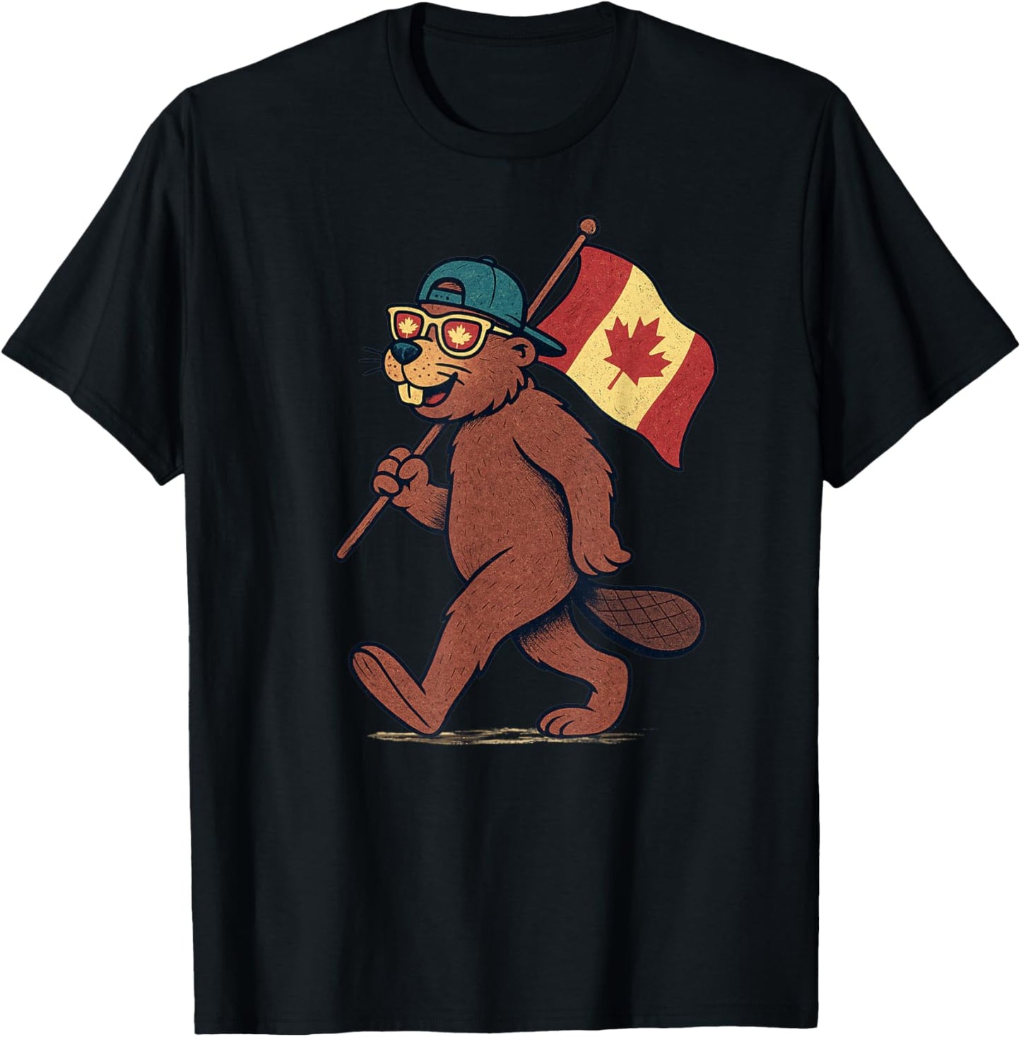 Vintage Canada Day Beaver Canada Flag Funny Canadian Canada T-Shirt