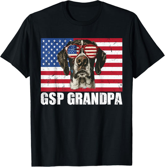 GSP Grandpa German Shorthaired Pointer US Flag 4th of July T-Shirt