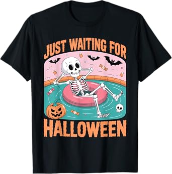 Spooky Summer Skeleton Just Waiting For Halloween T-Shirt