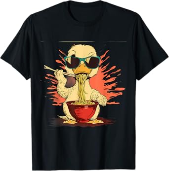Duck Eating Ramen Noodles Duck Ramen Bowl Japanese Noodles T-Shirt