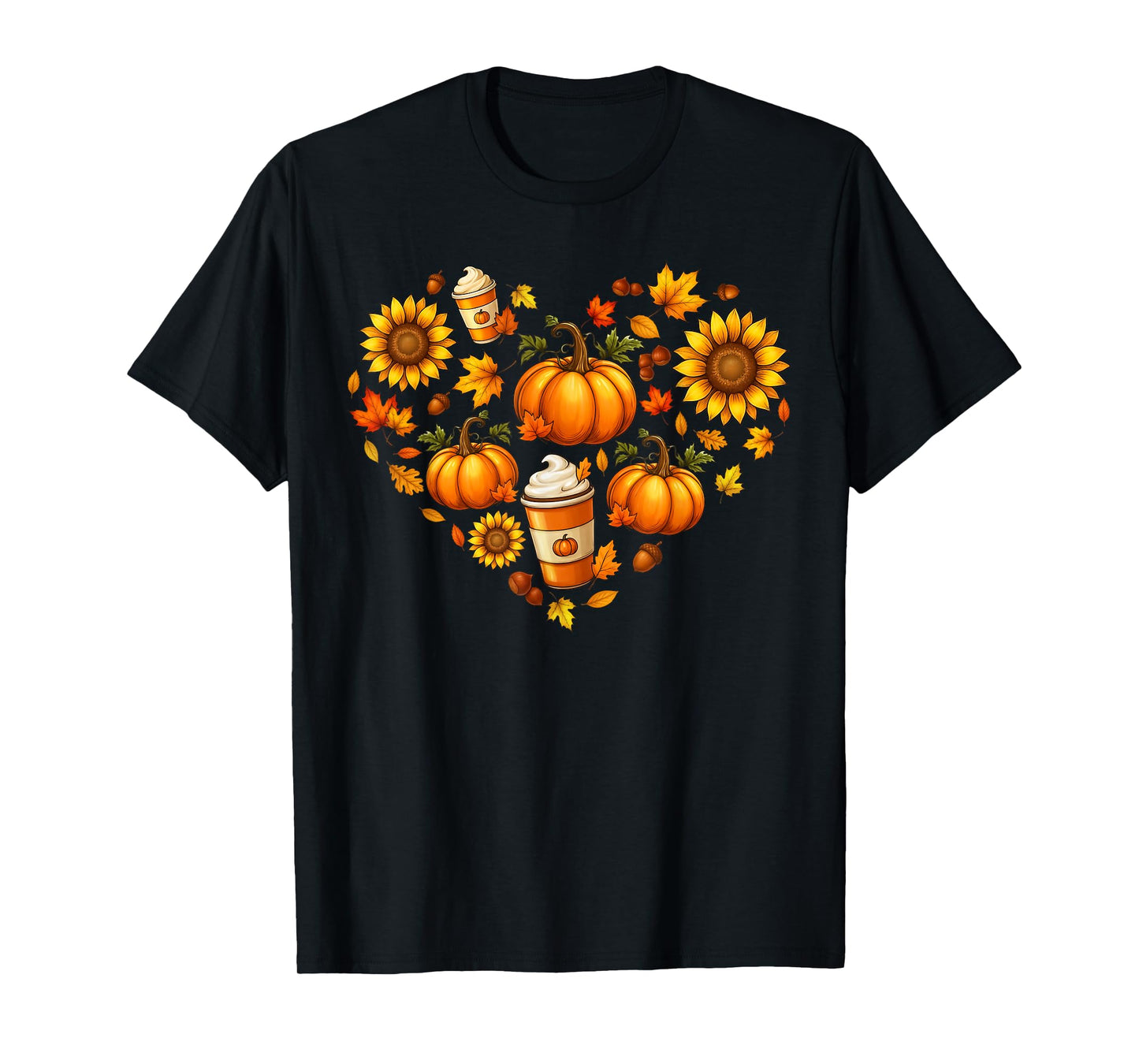 Pumpkin Maple Leaf Sunflower Heart Fall Autumn Women Men Kid T-Shirt