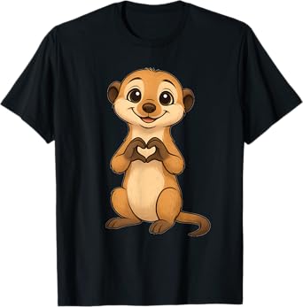 Meerkat with heart | Sweet meerkat with heart symbol T-Shirt