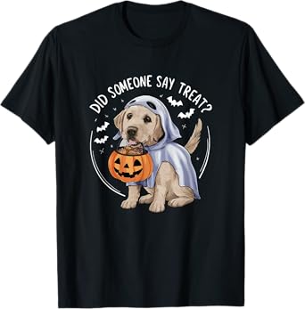 Ghost Labrador Puppy Treats Halloween Labrador Dog Lover T-Shirt for Men Women Kids