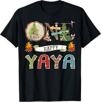 One Happy Yaya Camper 1St Birthday Camping Bear T-Shirt