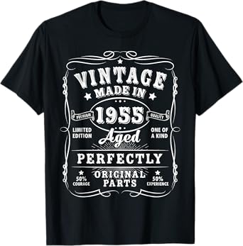 Vintage 70 Birthday Decorations Men 70yr 1955 70th Birthday T-Shirt