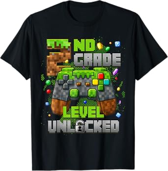 2nd grade level unlocked back to school video gamer pixel T-Shirt