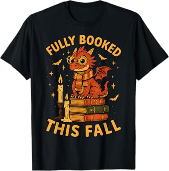 HUGvyn Halloween Fully Booked This Fall Book Dragon Reading T-Shirt