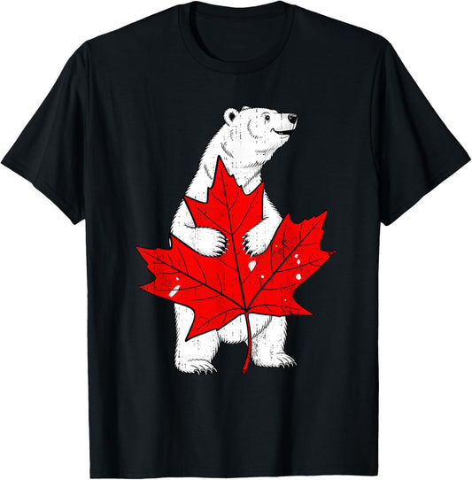 Animal Bear Maple Leaf Canadian Flag Funny Canada Day T-Shirt