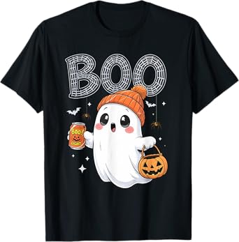 Boo Light Halloween Cool Ghost Wear Beanie Pumpkin Bucket T-Shirt