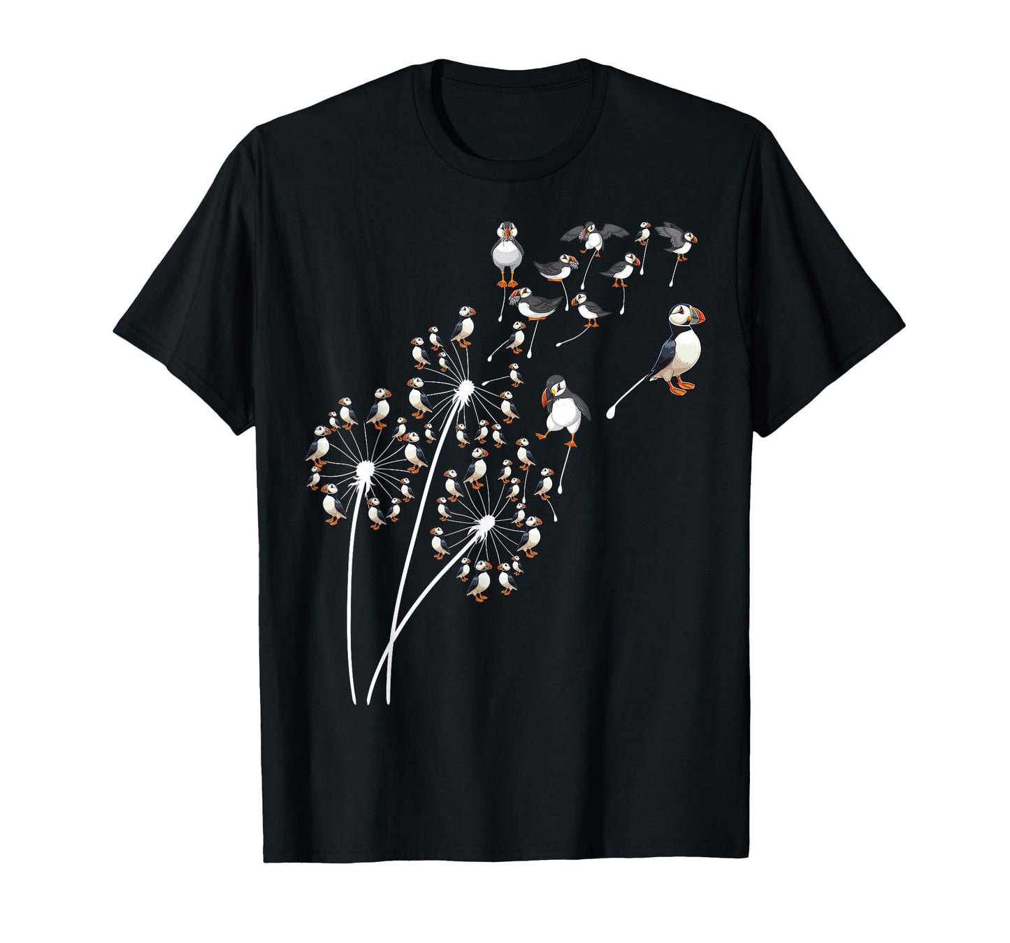 Dandelion Puffin Flower, Floral Puffin Tree T-Shirt