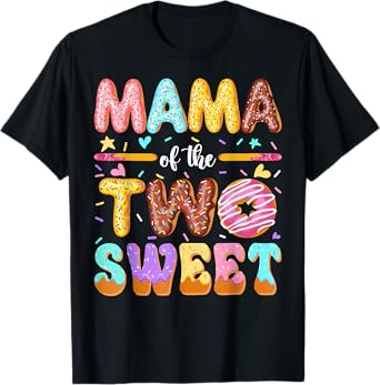 Mama Of The Two Sweet 2Nd Birthday Girl Donut T-Shirt