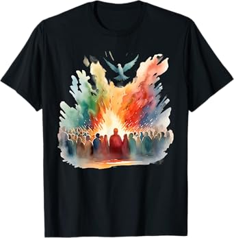Pentecost Doves Tongues Fire Flame Holy Spirit Catholic T-Shirt