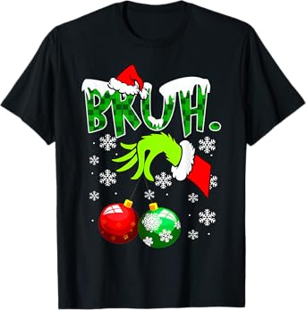 Bruh Christmas Shirt Kids Xmas Teens Boys Funny Christmas T-Shirt