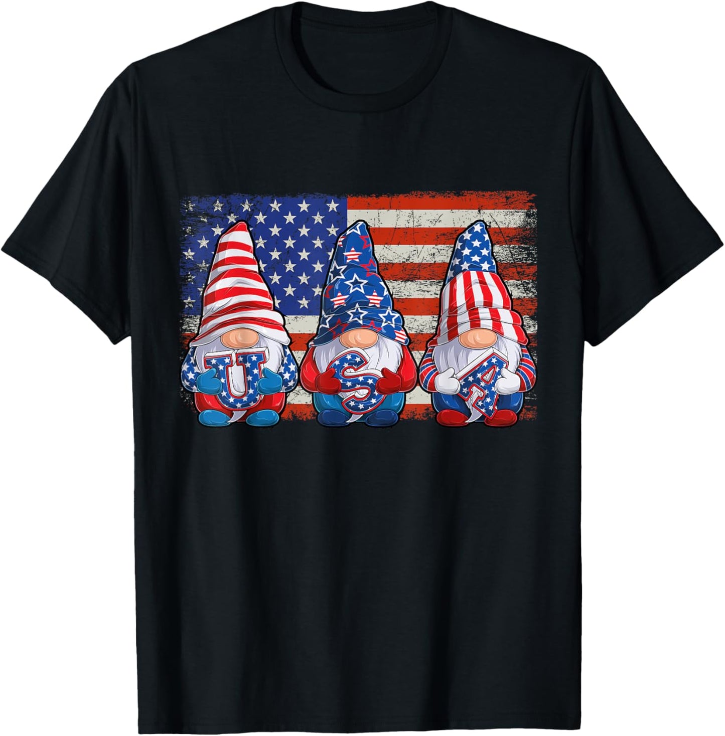 Gnomes 4th Of July Patriotic Gnome USA Flag Independence Day T-Shirt